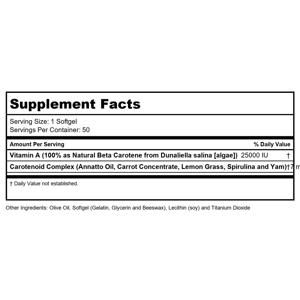 SOLARAY Food Carotene - Vitamin A (Beta Carotene) 25,000 IU - 50 Count