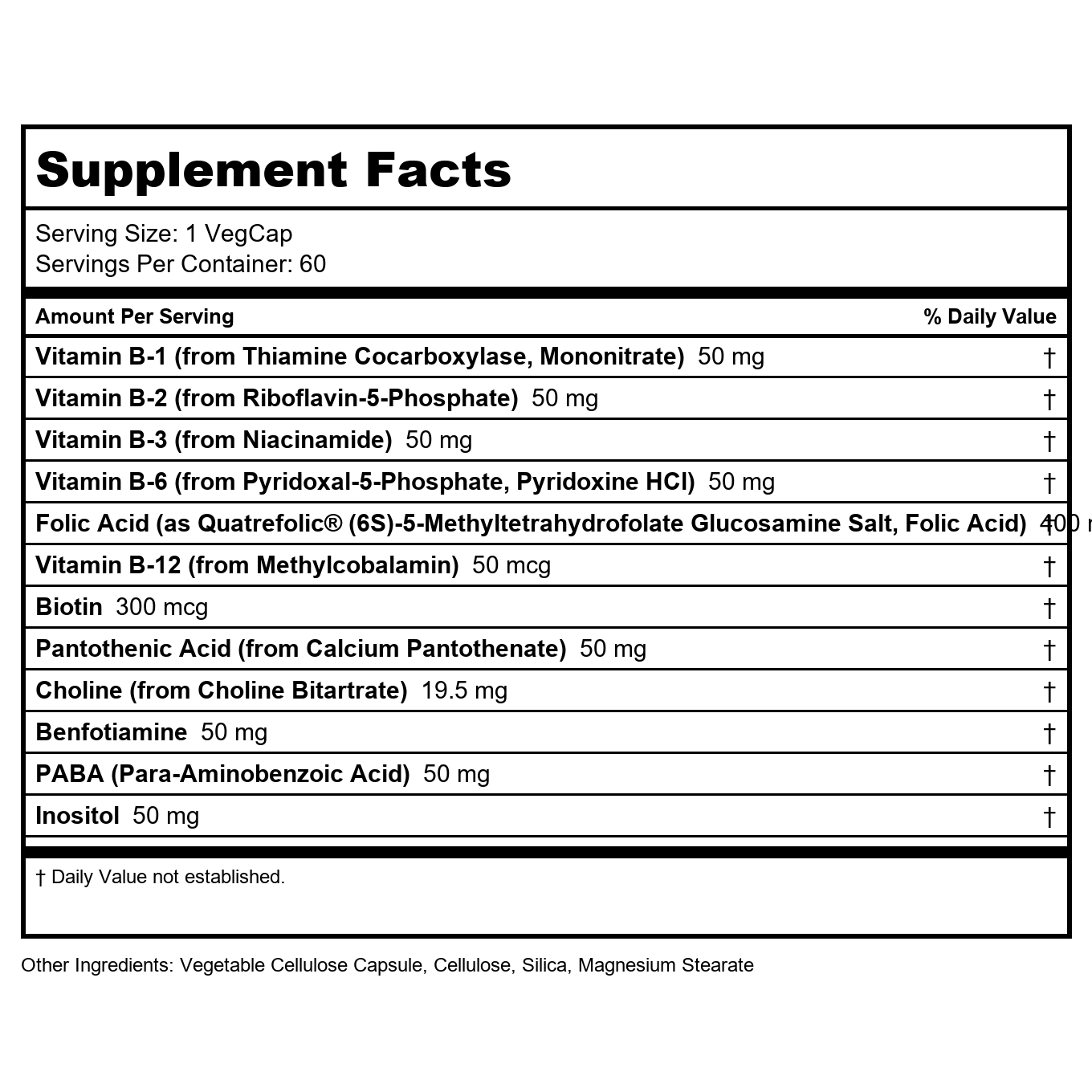 SOLARAY Methyl B-Complex 50mg | Methylated Forms of Folate & B-12 | Healthy Hair & Skin, Nerves, Immune Function & Metabolism Support | 60 VegCaps