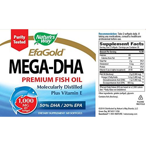 Nature's Way Mega-DHA Softgels, 1000 mg, 60 Count