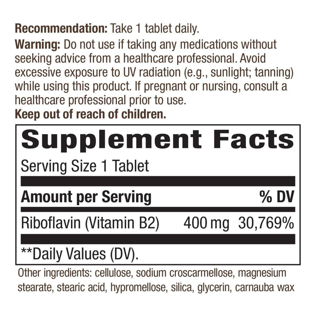 Nature's Way Riboflavin Vitamin B2 Supports Cellular Energy* 30 Tablets