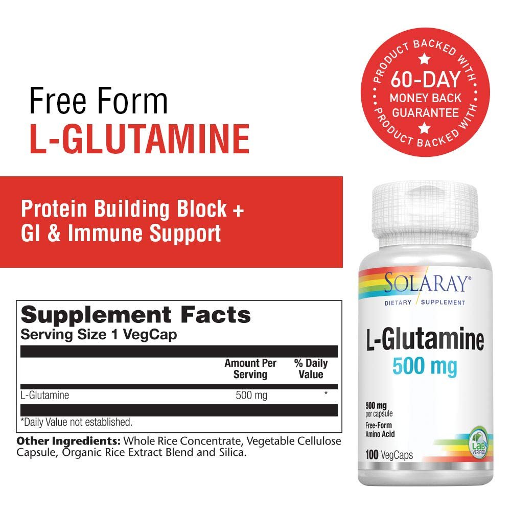 SOLARAY L-Glutamine 500mg - 100 VegCaps
