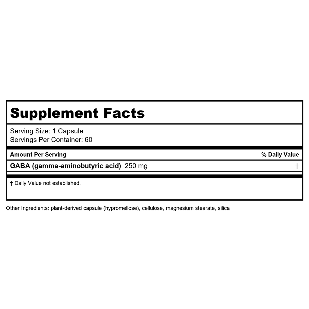 Nature's Way GABA, Gamma-Aminobutyric Acid 250 mg Potency, 60 VCaps
