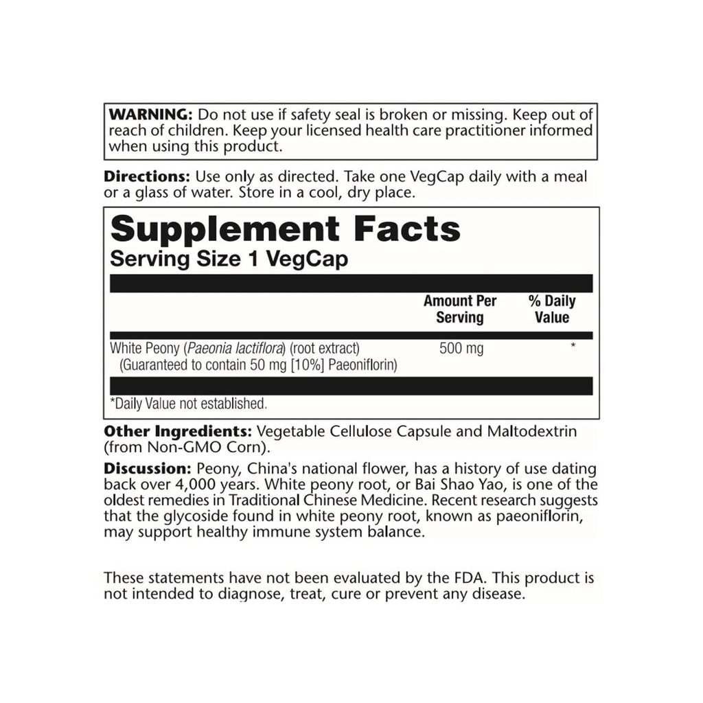 SOLARAY White Peony Root Extract | 60 VegCaps