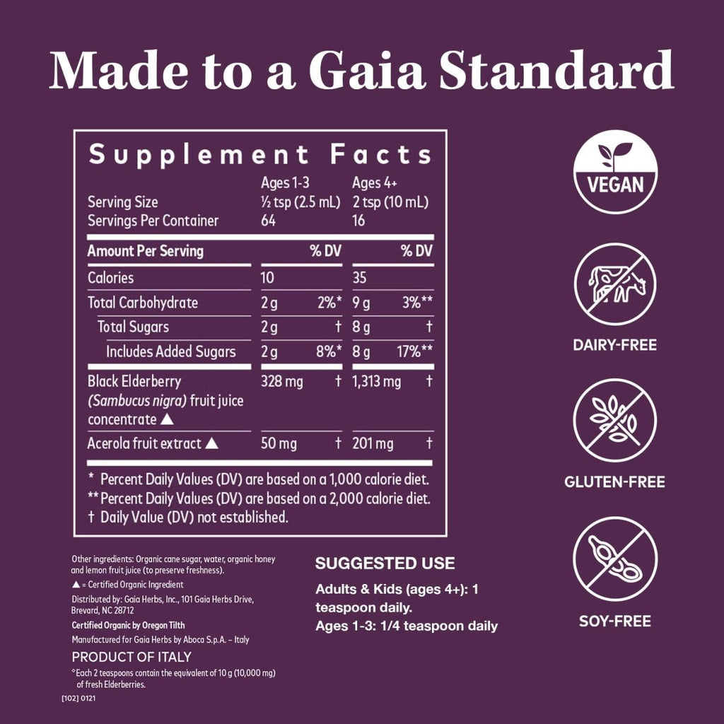 Gaia Herbs Black Elderberry -5.4 Fl Oz (32-Day Supply)