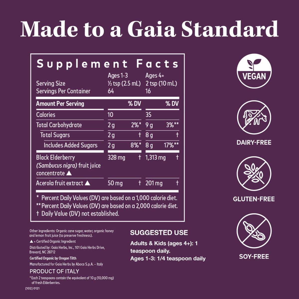 Gaia Herbs Black Elderberry -5.4 Fl Oz (32-Day Supply)
