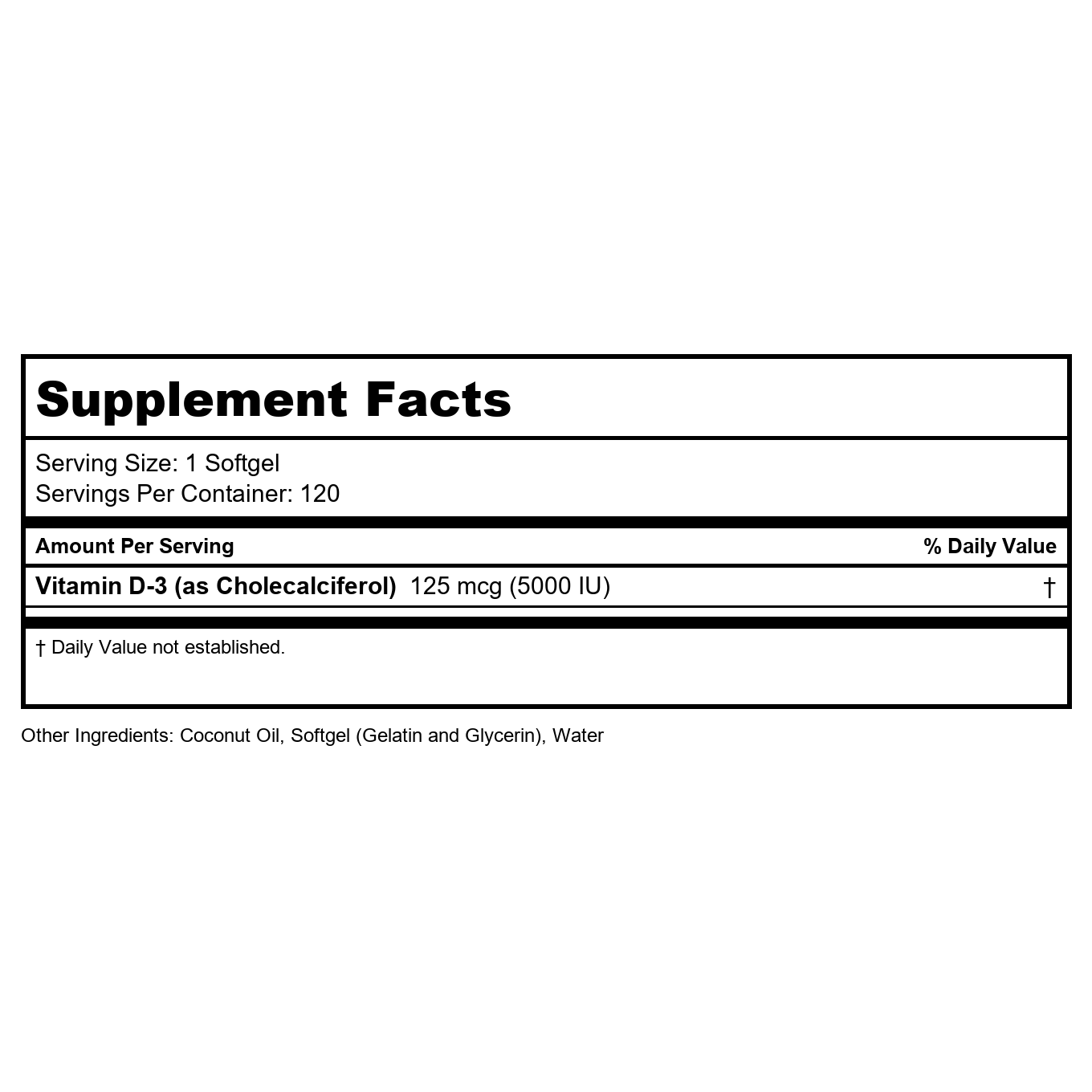 SOLARAY Super Bio Vitamin D-3 in Non-GMO Coconut Oil 5000IU Strong Bones & Immune System Support High Bioavailability No Soy 120 Softgels