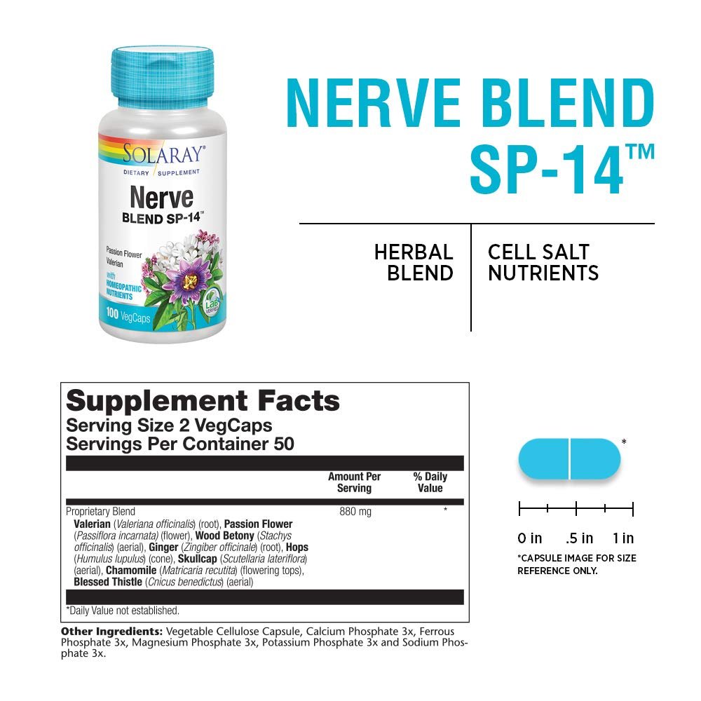 SOLARAY Nerve Blend SP-14 | | 50 Serv | 100 VegCaps  02140