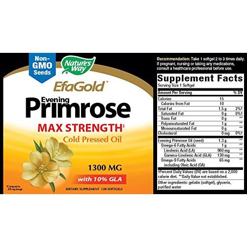 Nature's Way Evening Primrose - EFA Gold Cold Pressed Oil 1300mg - 120 Softgels
