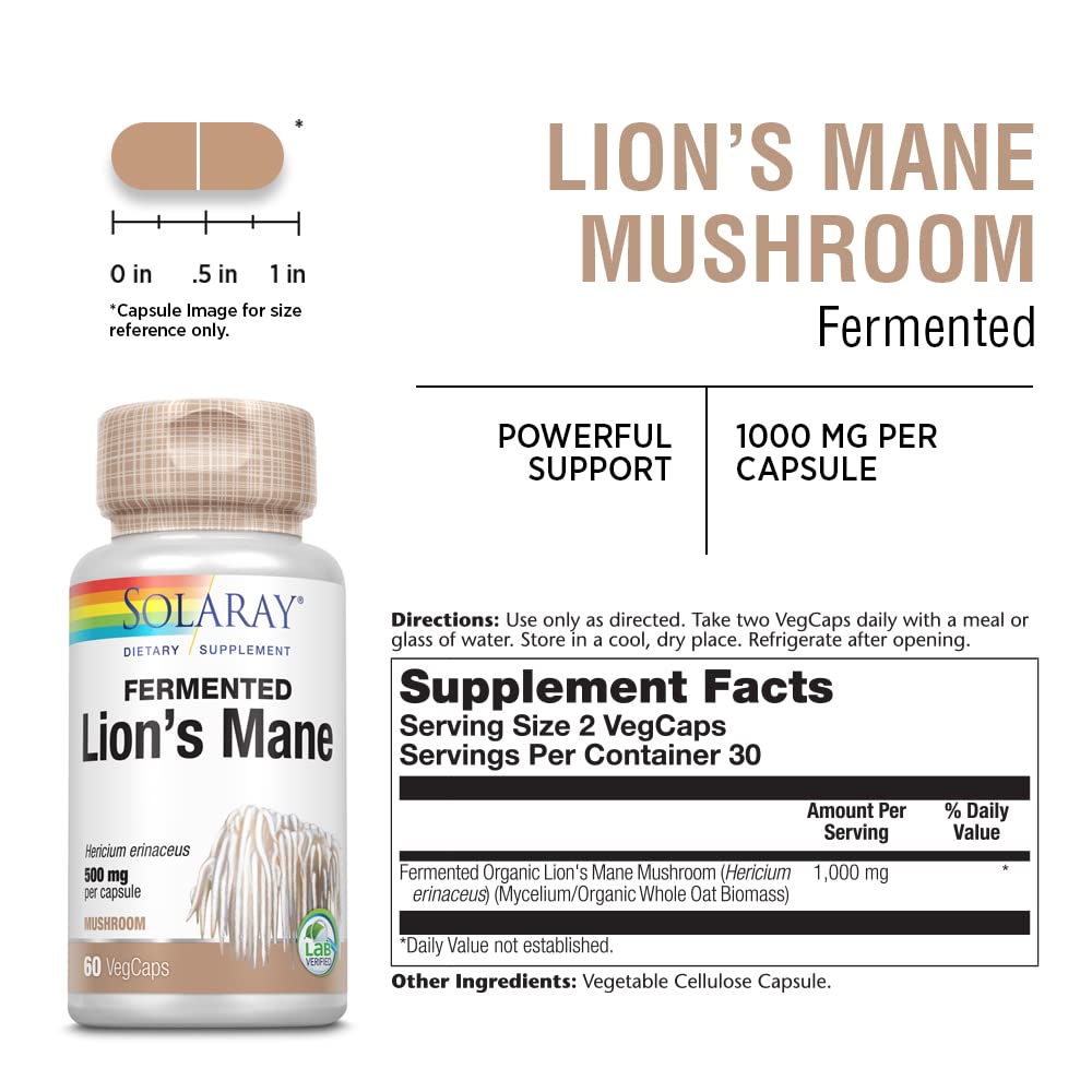 Solaray Fermented Lion's Mane Mushroom - 60 Vegcaps