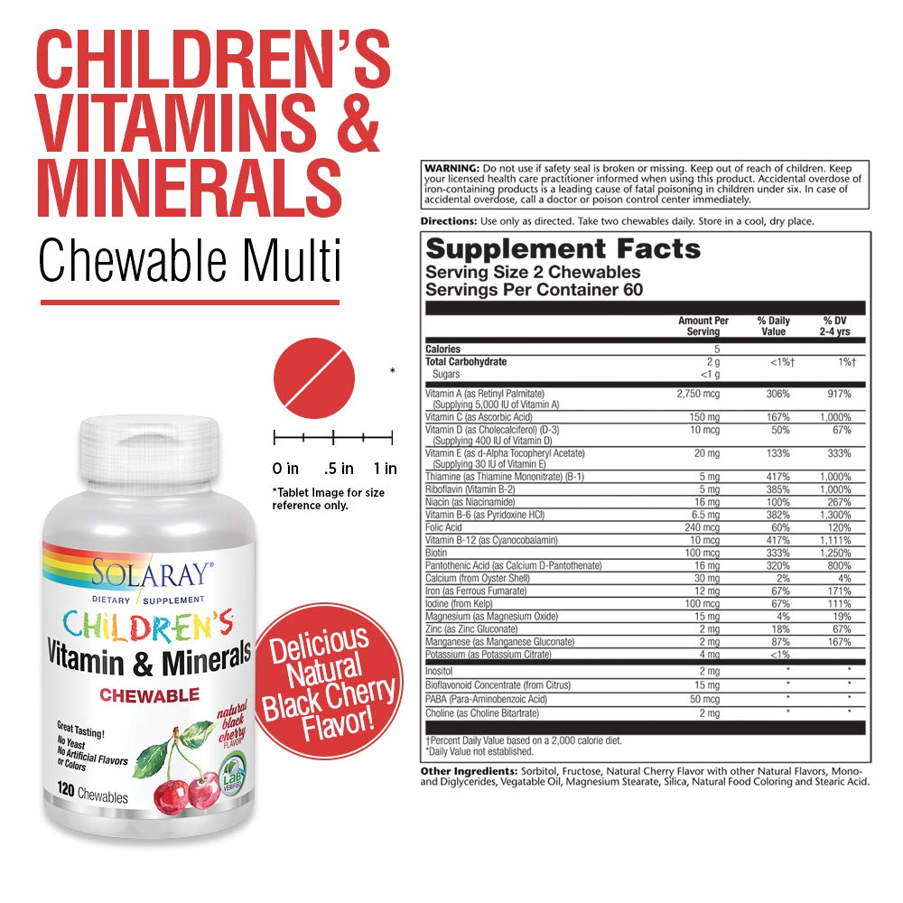 Solaray Children's Vitamins & Minerals - 120 Chews