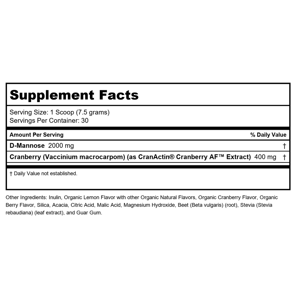 SOLARAY D-Mannose with CranActin Cranberry AF Extract Powder - Healthy Urinary Tract Support - 8 oz (226 g), 30 Servings