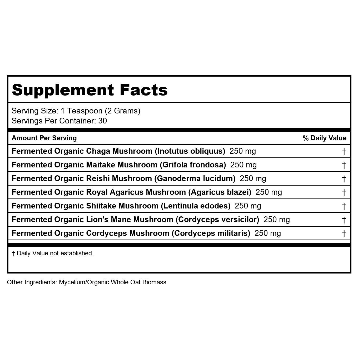 Solaray Organic Fermented Mushroom Complete Organic, Powder (Btl-Plastic) 2000mg | 60g