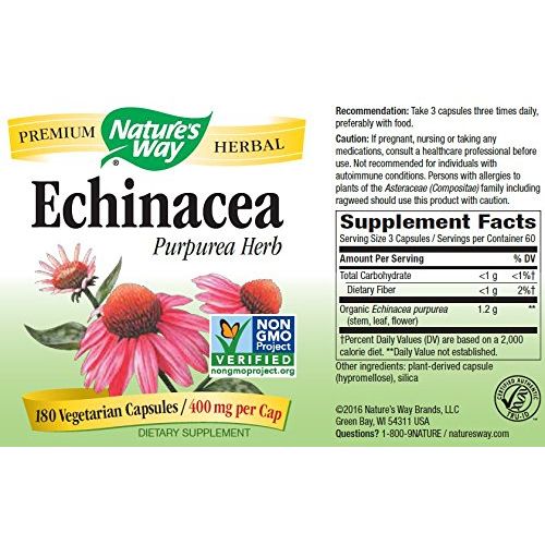 Nature's Way Echinacea Herb Capsules, 180 Count
