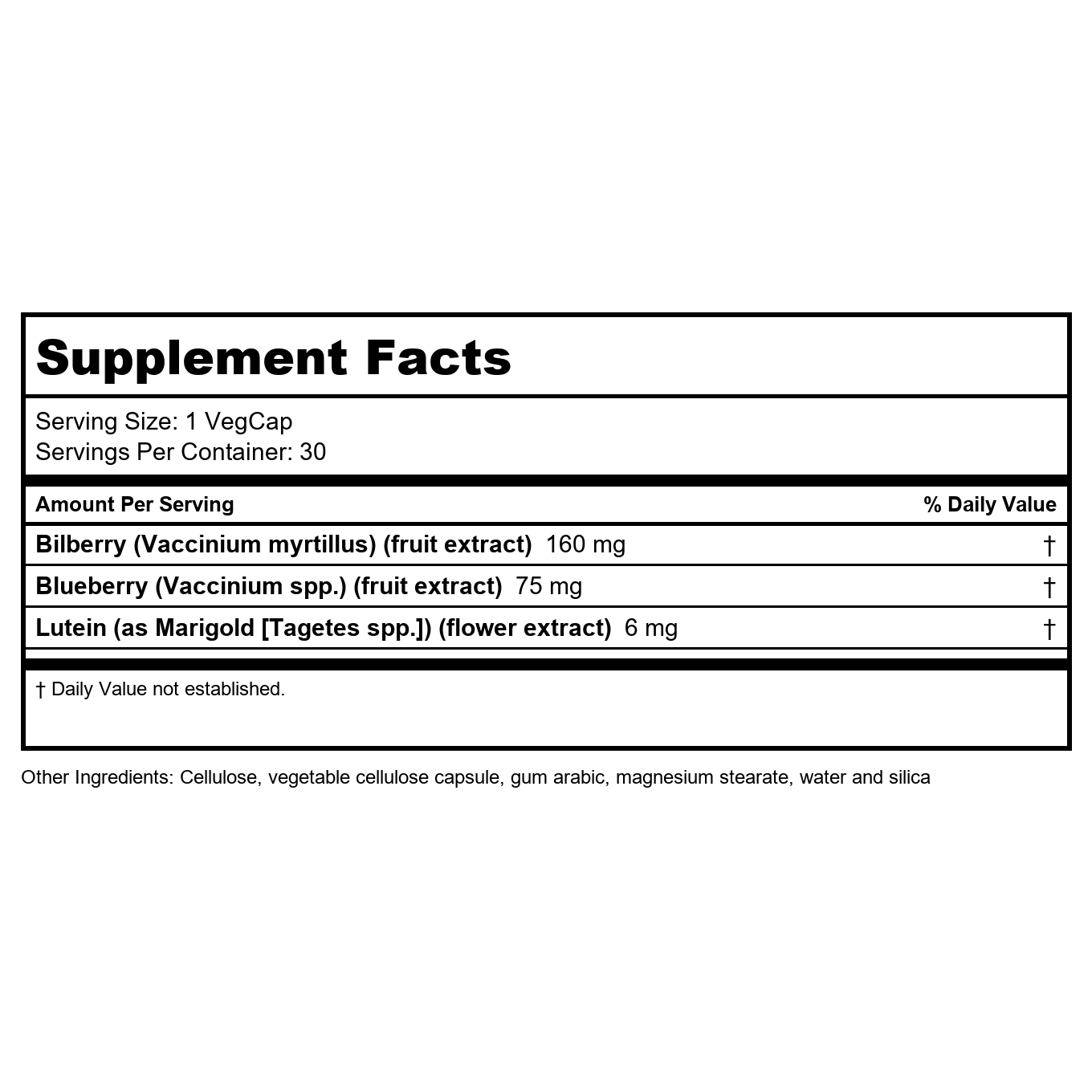 Solaray Bilberry & Lutein, 30 capsules  03115