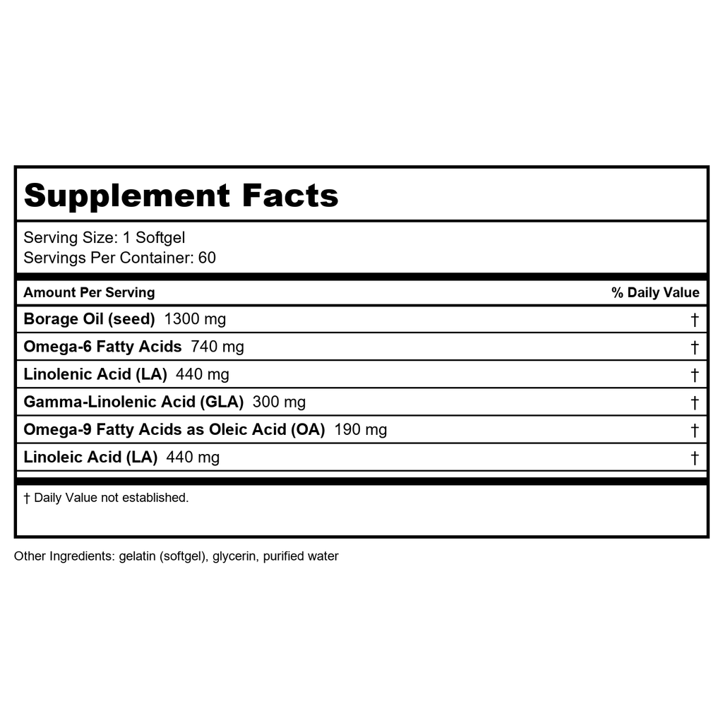 Nature's Way Borage, Cold Pressed Oil 1300mg, 60 Softgels