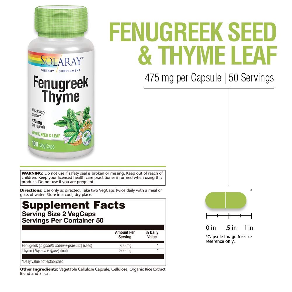 SOLARAY Fenugreek & Thyme 950 mg - 100 VegCaps