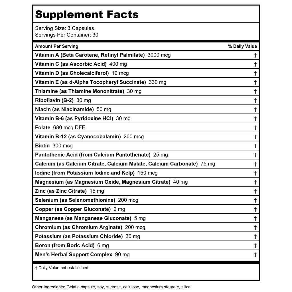 Solaray Men's Golden Multi-Vitamin Capsules | 90 Count