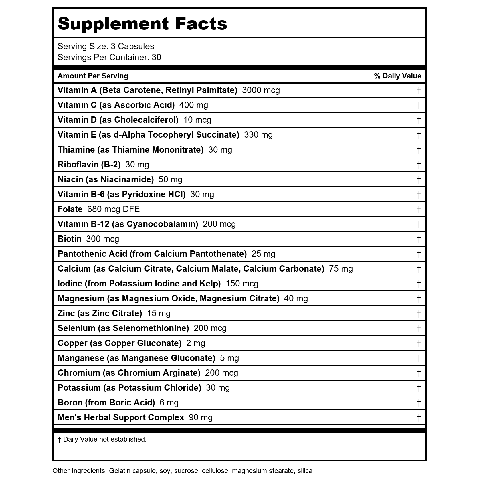 Solaray Men's Golden Multi-Vitamin Capsules | 90 Count