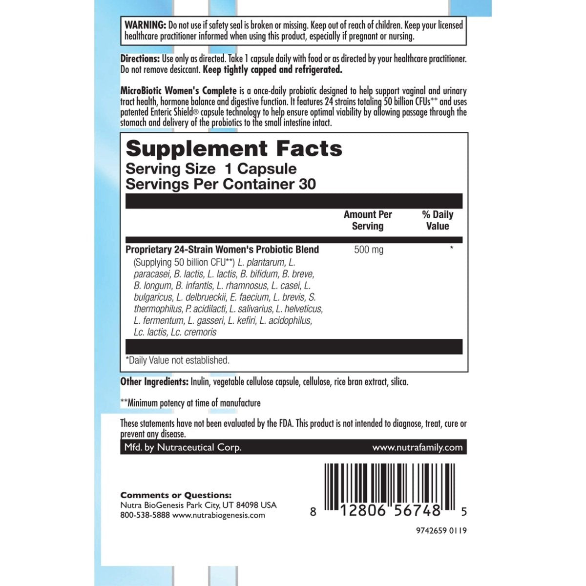 Nutra BioGenesis MicroBiotic Women's Complete