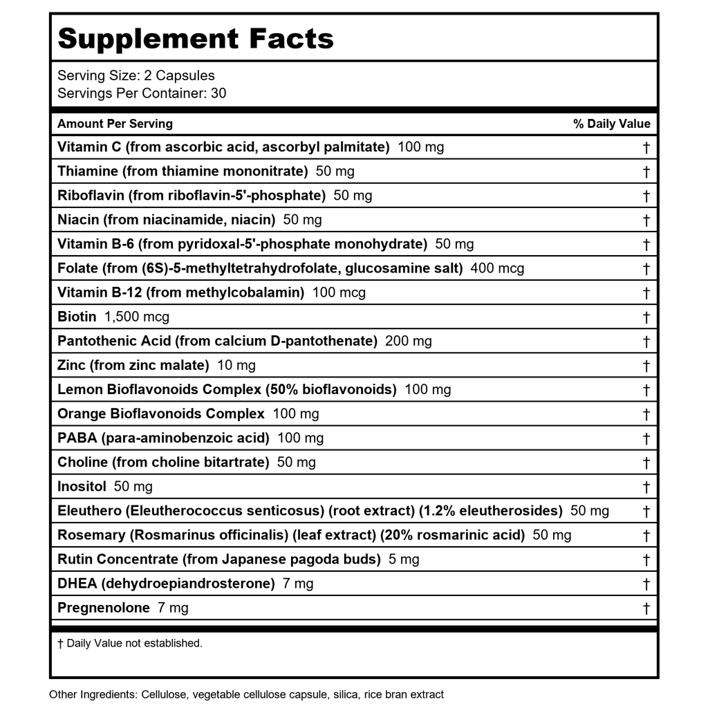 Nutra BioGenesis - Adrenal Support Plus - Pregnenolone, DHEA, Herbs & Micronutrients to Help Support Adrenal Function - 60 Capsules 10202