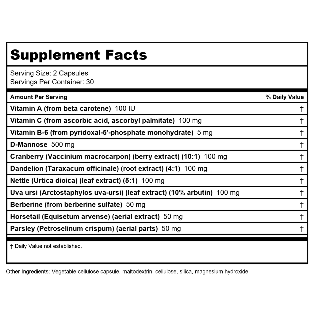 Nutra BioGenesis - UT Max Protect - Cranberry Extract, D-Mannose, Uva Ursi and Vitamin A for Urinary Tract Support, Kidney Health, and Bladder Comfort - Gluten Free, Vegan, Non-GMO - 60 Capsules