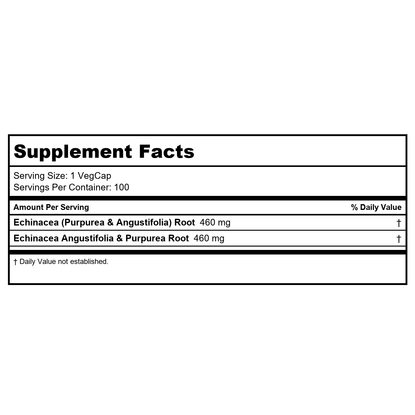 SOLARAY Echinacea Angustifolia & Purpurea Root, Veg Cap (Btl-Plastic) 460mg | 100ct