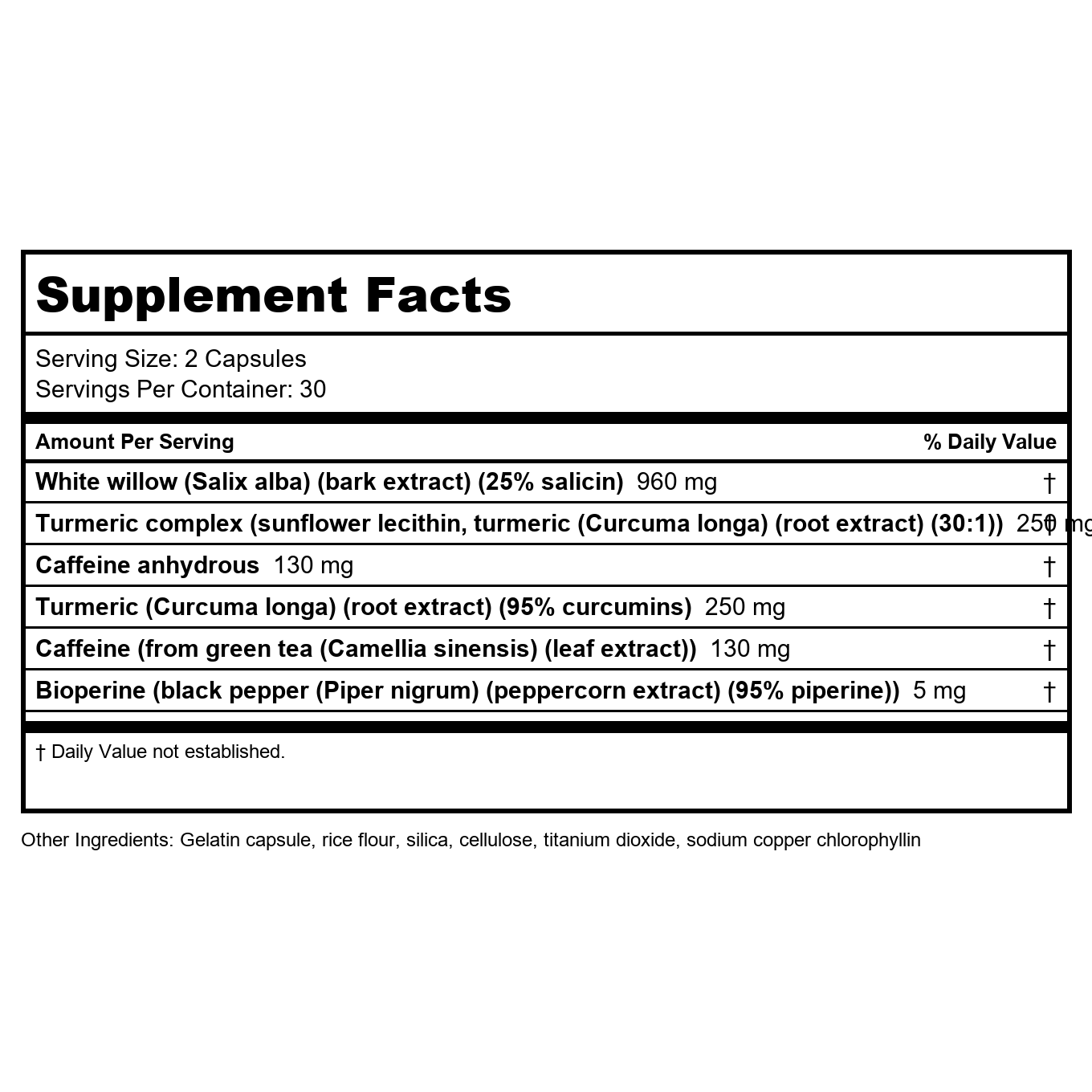 Nutra BioGenesis - White Willow Plus - White Willow Bark Extract, Caffeine, Curcumin and BioPerine to Help Support Body's Normal Response - Gluten Free, Vegan, Non-GMO - 60 Capsules