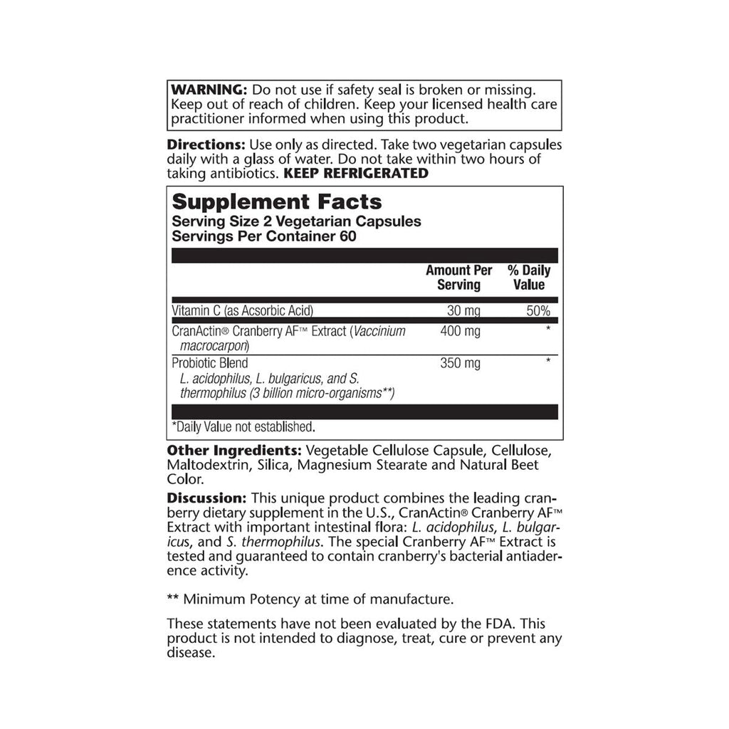 SOLARAY CranDophilus, Veg Cap (Btl-Plastic) 120ct  00844