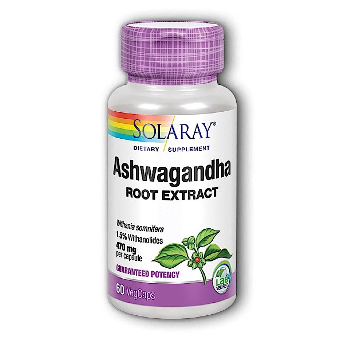 SOLARAY Ashwagandha Root Extract, 470 mg, 60 VegCaps  39902