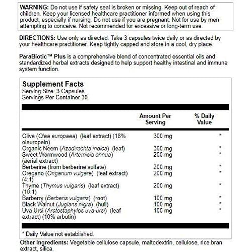 Nutra BioGenesis - ParaBiotic Plus - Organic Neem, Wormwood and Black Walnut for Intestinal Microbiome and Immune System Support - Gluten Free, Vegan, Non-GMO - 90 Capsules
