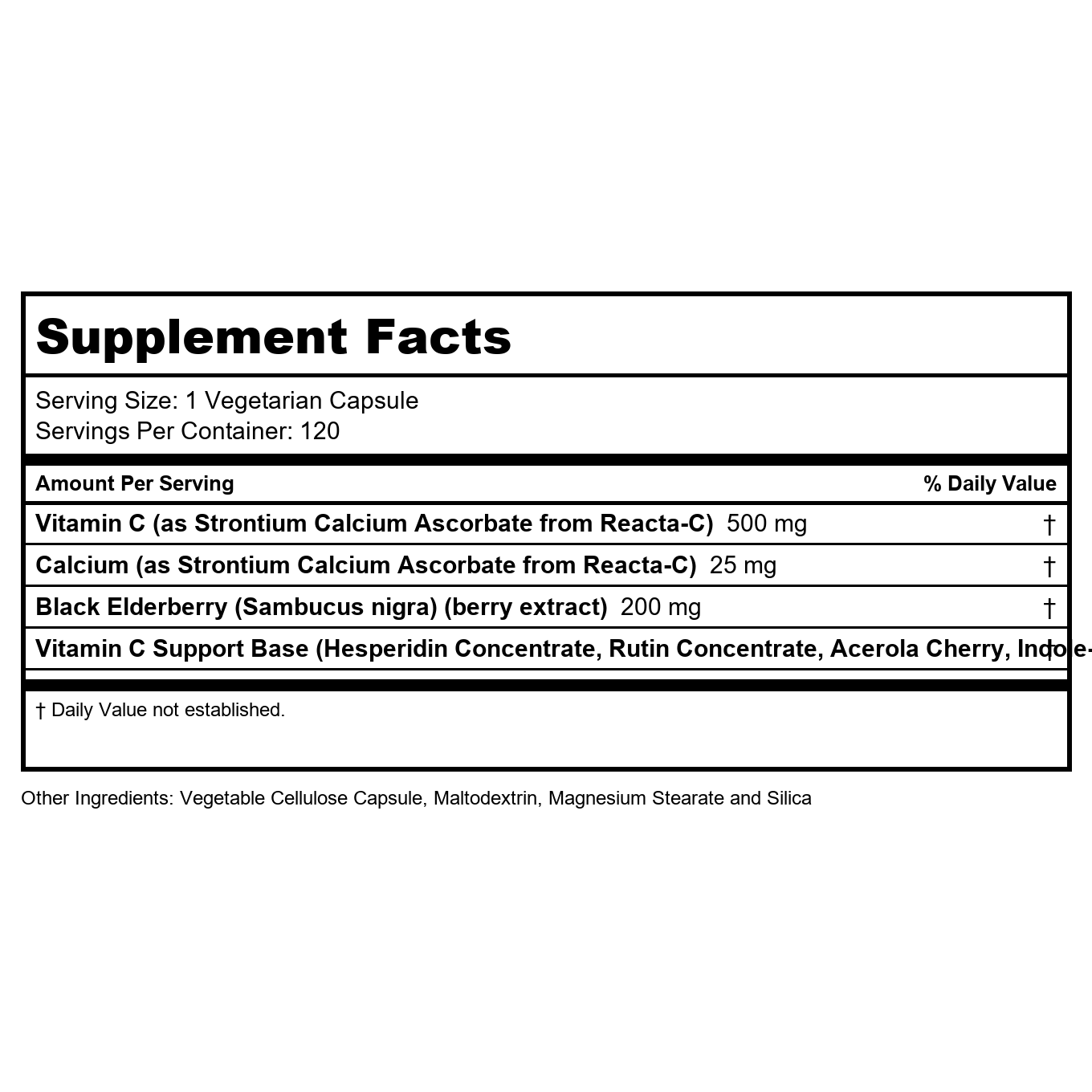 Reacta-C + Elderberry 500 mg Solaray 120 VCaps