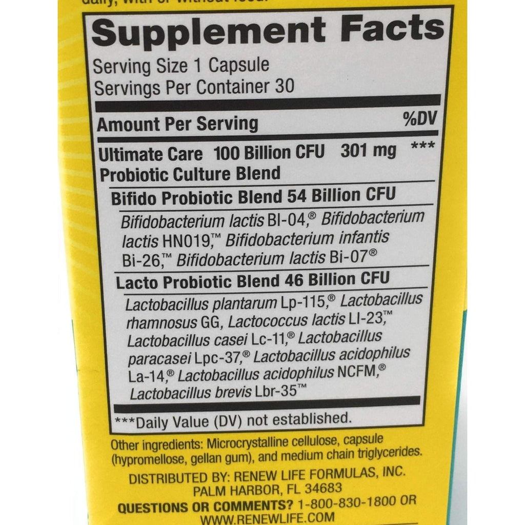 Renew Life, Ultimate Flora Care Probiotic 100 Billion, 30 Count