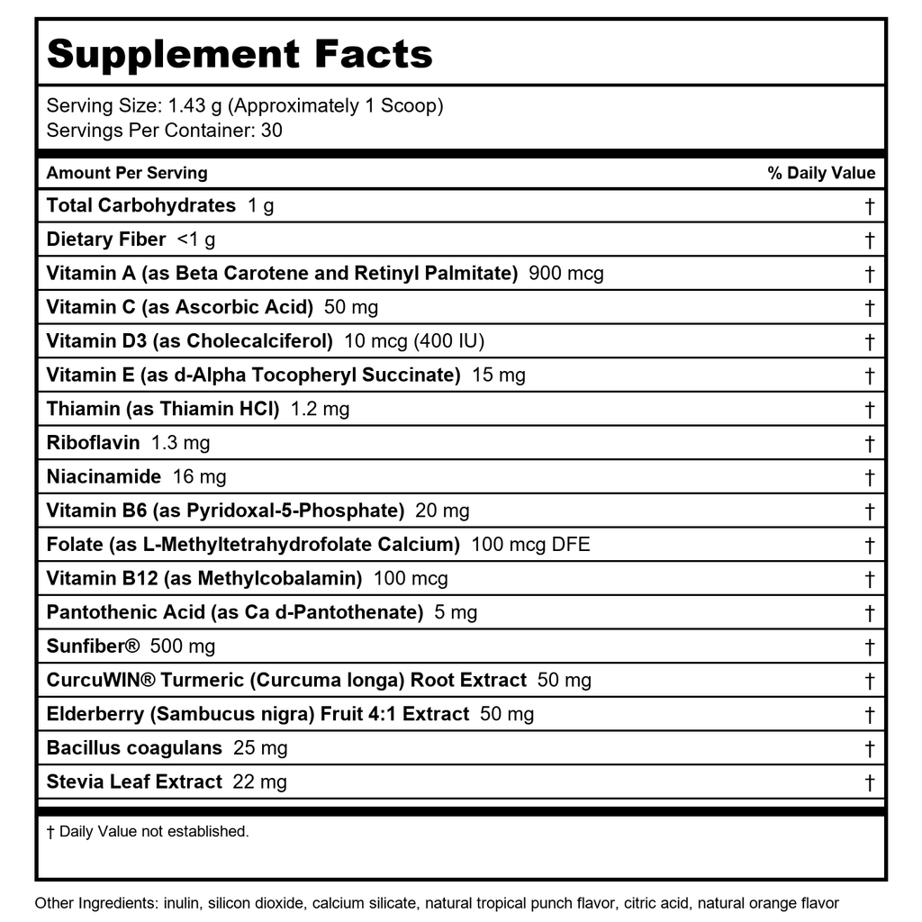 DAVINCI Little Mightiest Vite with Probiotics and Prebiotics - Supports Immune System, Gut Health and Healthy Brain* - with Vitamin C, A, D3, E, and More - Fruit Punch Flavor - 42 g, 30 Servings