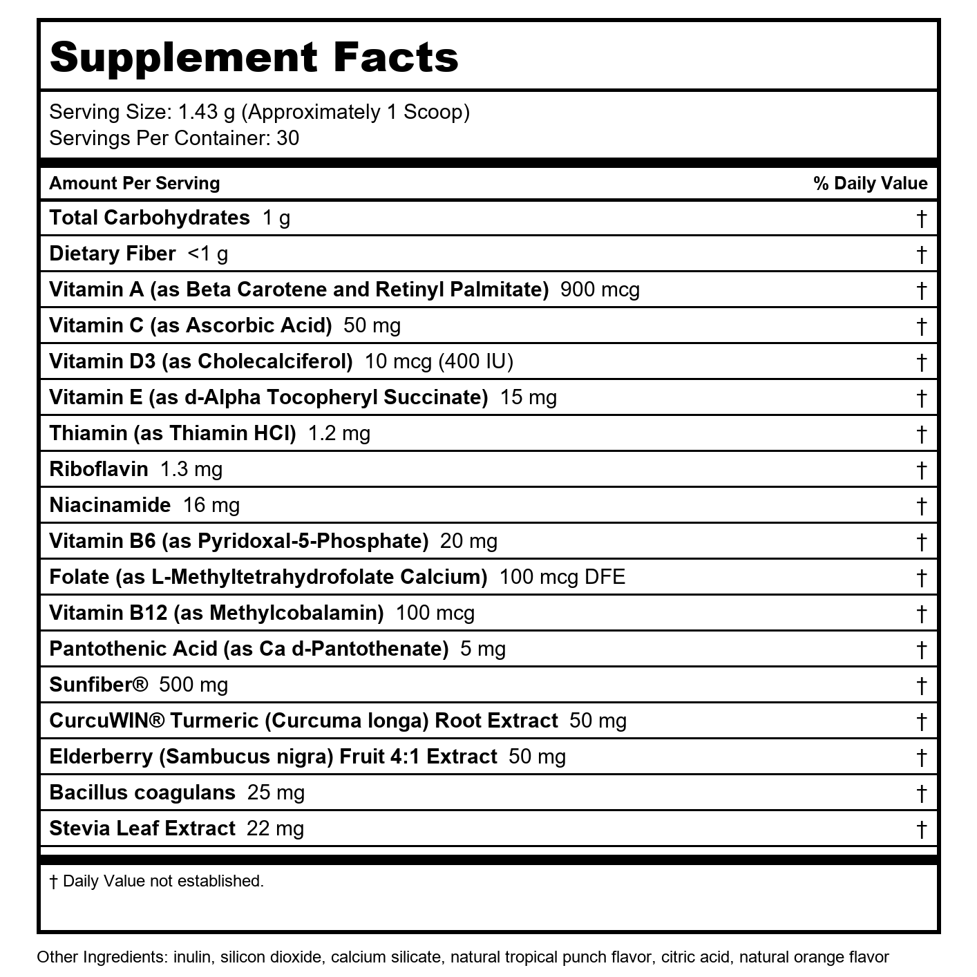 DAVINCI Little Mightiest Vite with Probiotics and Prebiotics - Supports Immune System, Gut Health and Healthy Brain* - with Vitamin C, A, D3, E, and More - Fruit Punch Flavor - 42 g, 30 Servings