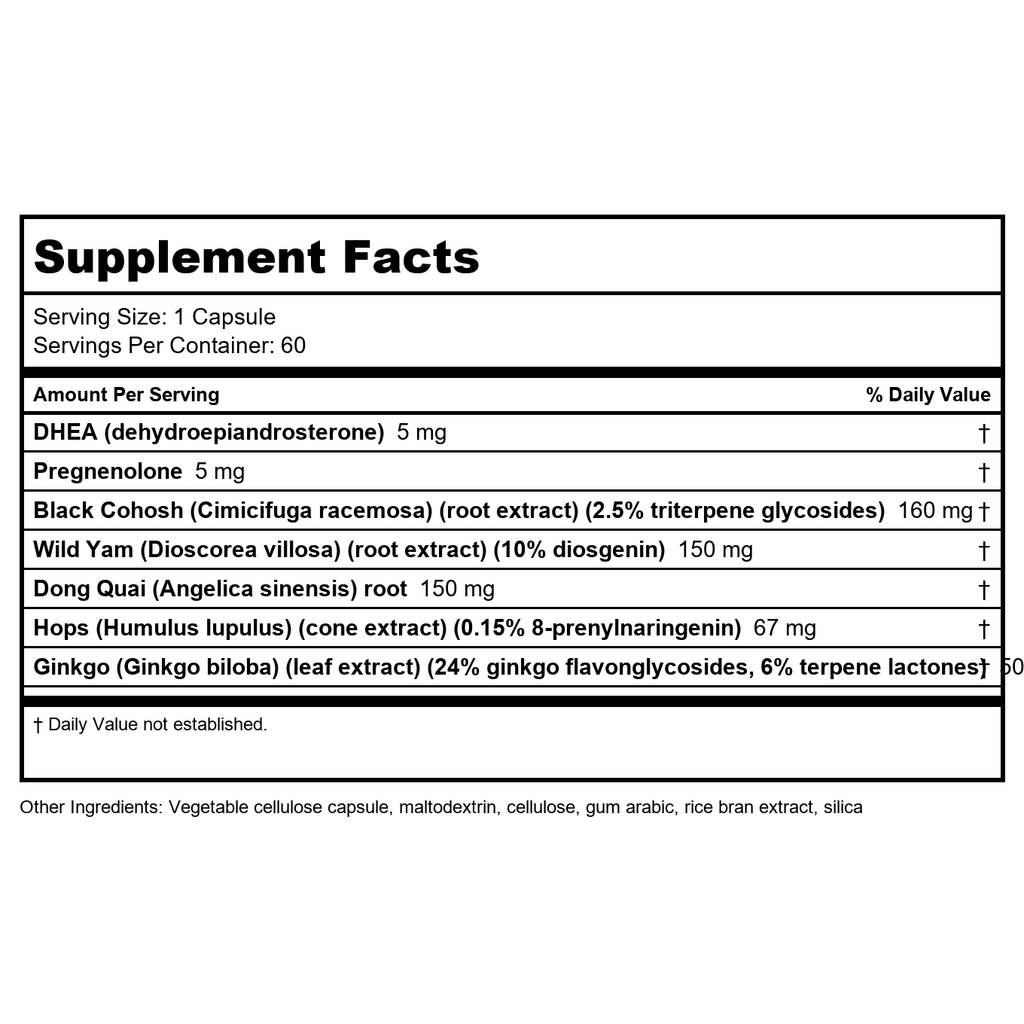 Nutra BioGenesis - BioFem Transition - DHEA, Pregnenolone, Wild Yam, and Dong Quai for Menopause Support - Gluten Free, Vegan, Non-GMO - 60 Capsules
