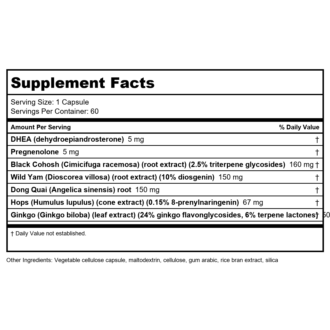Nutra BioGenesis - BioFem Transition - DHEA, Pregnenolone, Wild Yam, and Dong Quai for Menopause Support - Gluten Free, Vegan, Non-GMO - 60 Capsules
