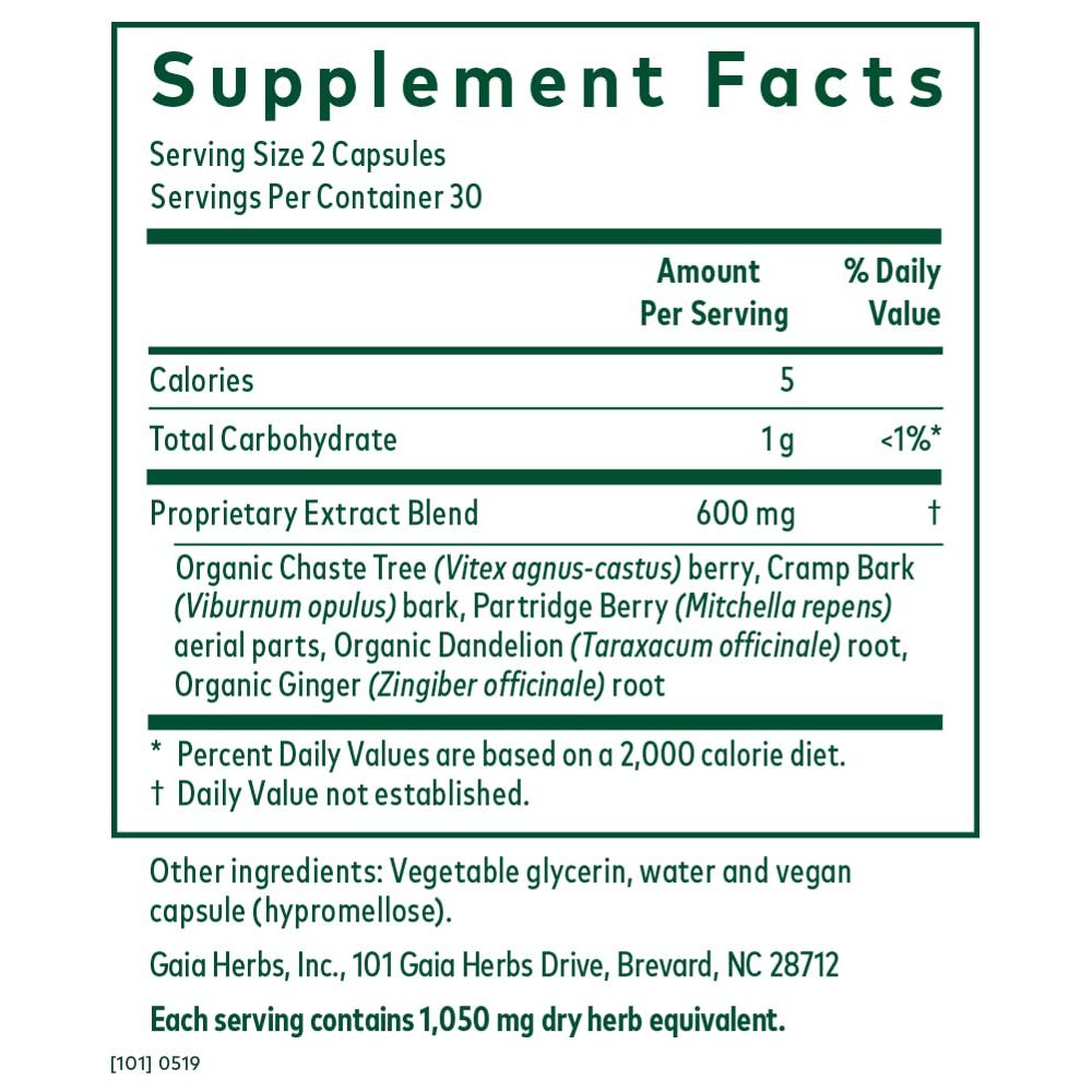Gaia PRO Vitex Reproductive Formula - Supports Healthy Reproductive Function - with Organic Dandelion Root, Chaste Tree, Ginger Root, Cramp Root & More - 60 Vegan Liquid Phyto-Capsules (30 Servings)