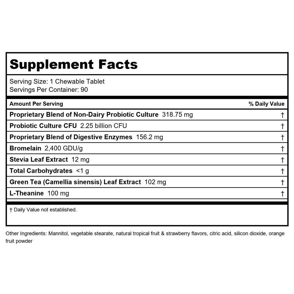DAVINCI Labs Chewable Kidbiotic - Kids Probiotics to Support Digestion, a Healthy Gut, Brain Health and Immunity - with Probiotics, Amylase, and More - Tropical Fruit Flavor - 90 Chewable Tablets
