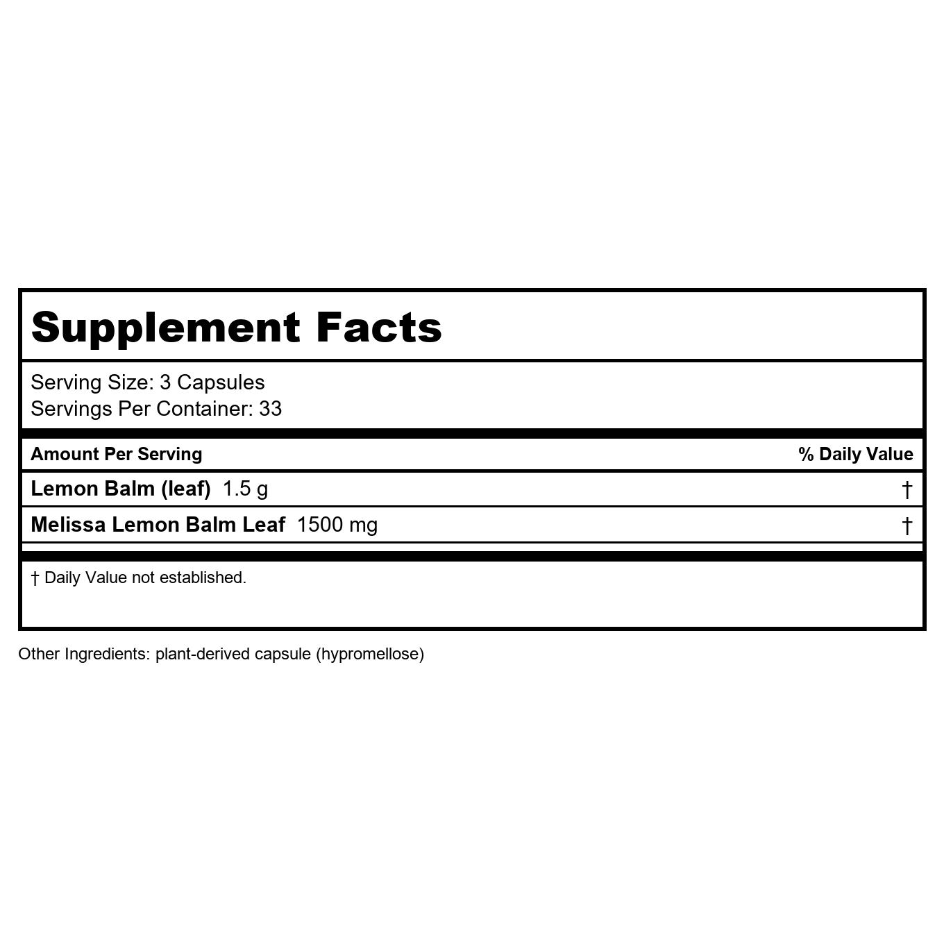 Nature's Way Premium Herbal Melissa Lemon Balm Leaf, 1,500 mg per serving, 100 VCaps