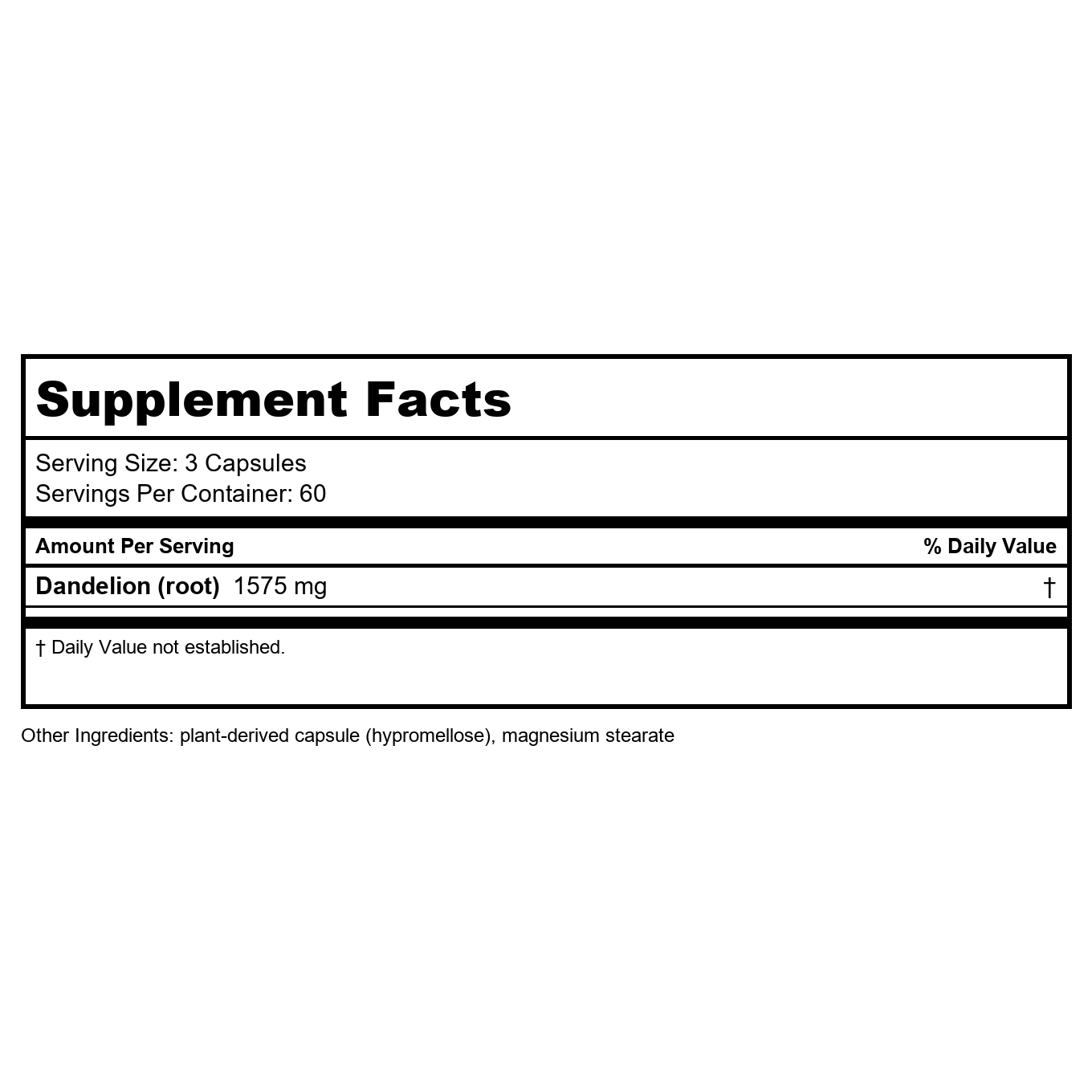 Nature's Way Dandelion Root Diuretic Herb* 525 mg per Capsule Non-GMO Project Verified Gluten Free Vegan 180 Count
