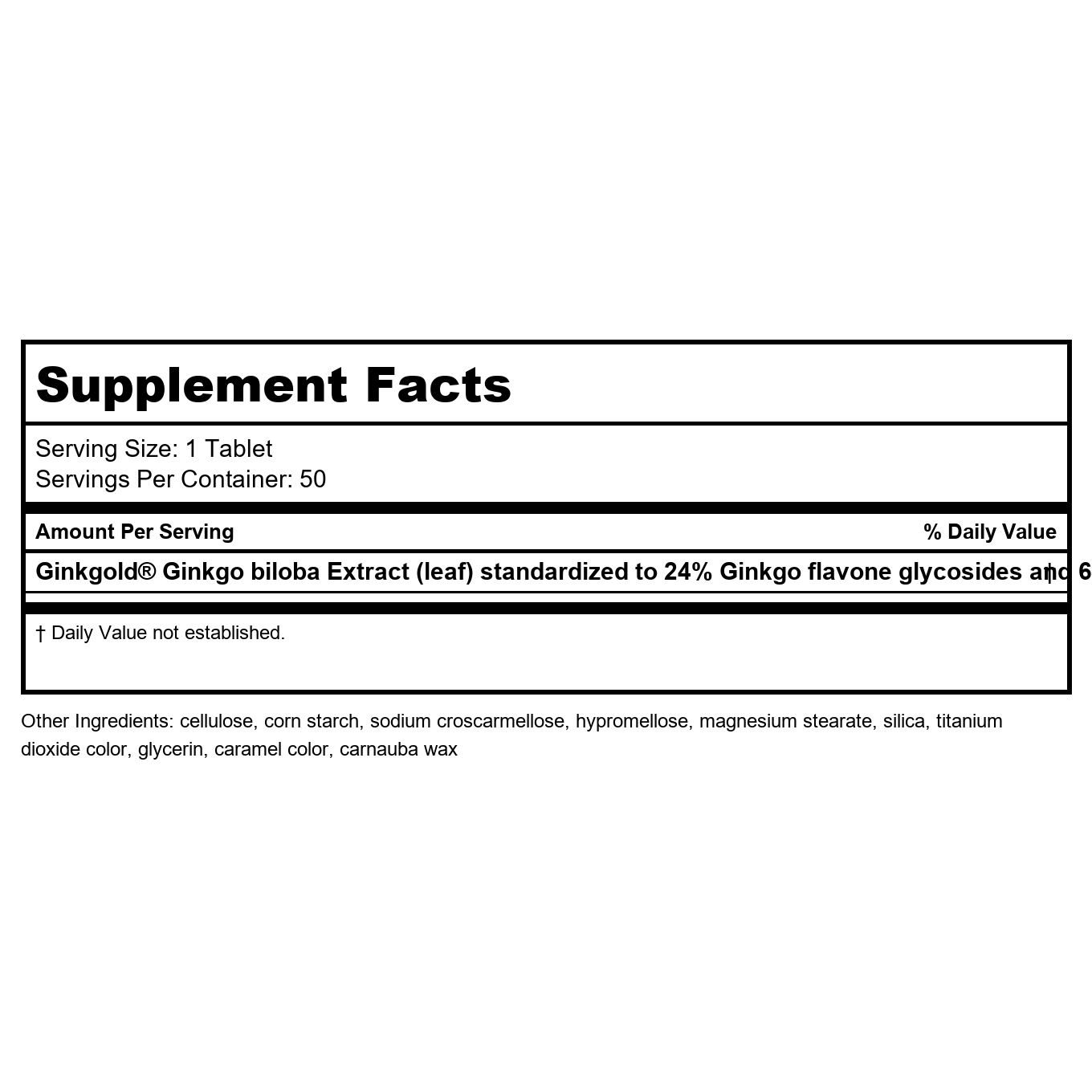 Nature's Way Advanced Ginkgold Extract - Cognitive and Memory Support* - 50 Tablets
