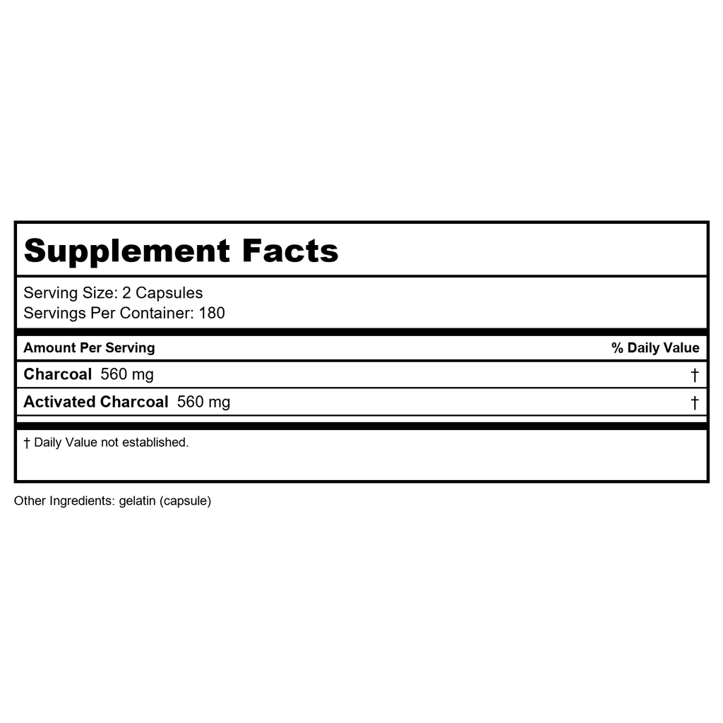 Nature's Way Activated Charcoal, Binds Unwanted Materials and Gas*, 560mg per Serving, 360 Capsules