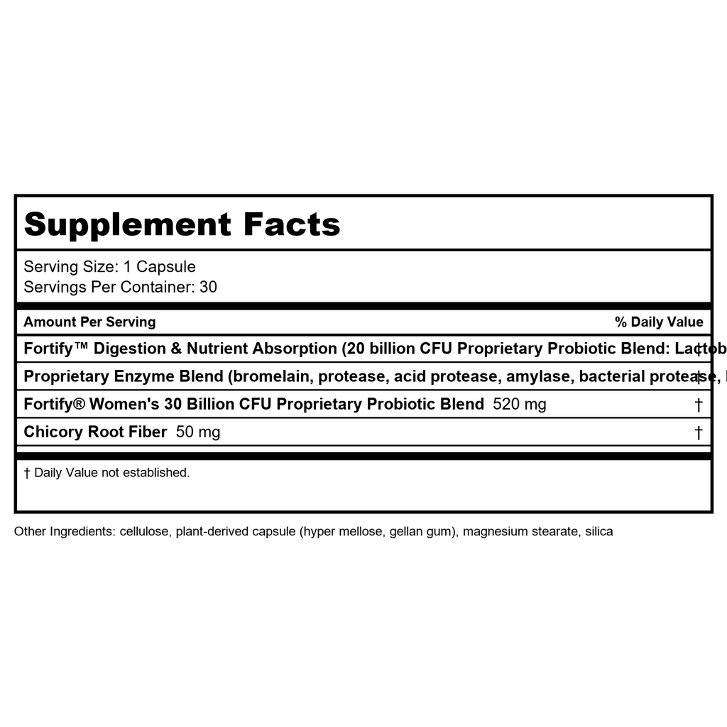 Nature's Way Fortify Daily Probiotic and Enzymes, Digestive Health Complete Targeted Care for Men and Women*, 30 Vegan Capsules
