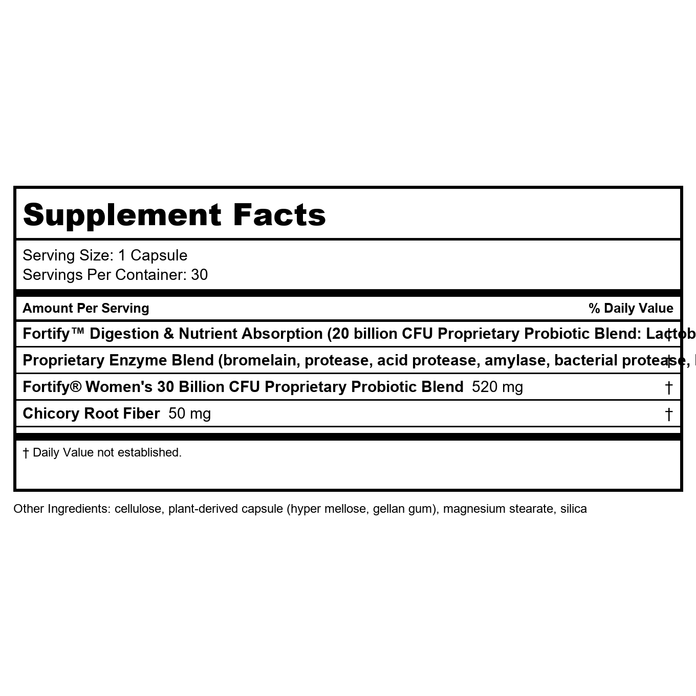 Nature's Way Fortify Daily Probiotic and Enzymes, Digestive Health Complete Targeted Care for Men and Women*, 30 Vegan Capsules