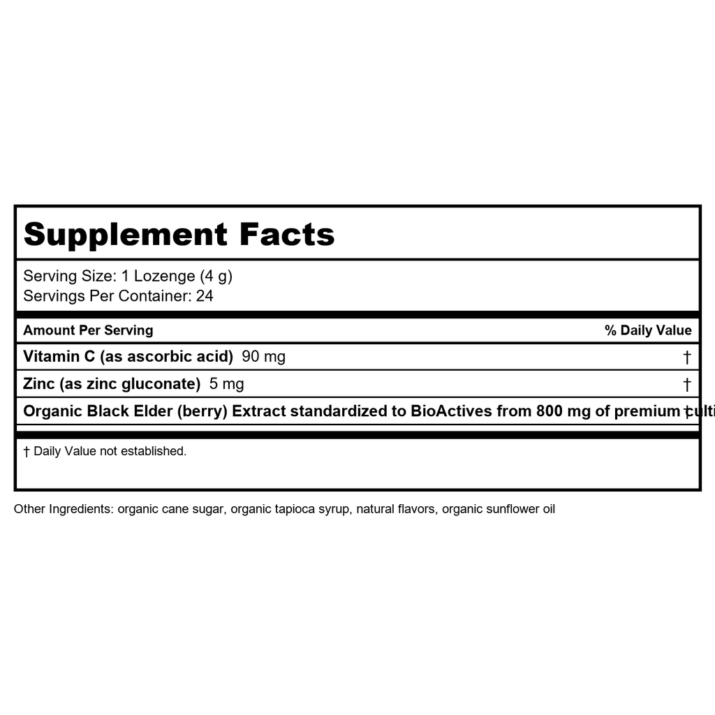 Nature's Way Sambucus Zinc Lozenges with Elderberry and Vitamin C, Honey Lemon Flavor, 24 Lozenges