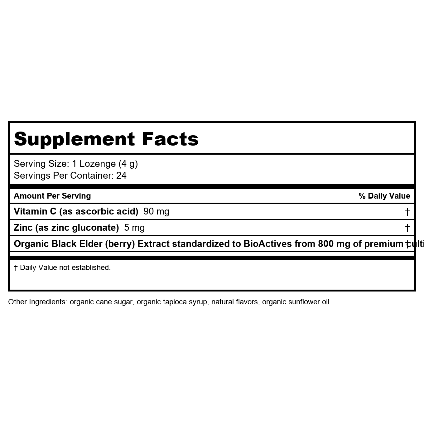 Nature's Way Sambucus Zinc Lozenges with Elderberry and Vitamin C, Honey Lemon Flavor, 24 Lozenges