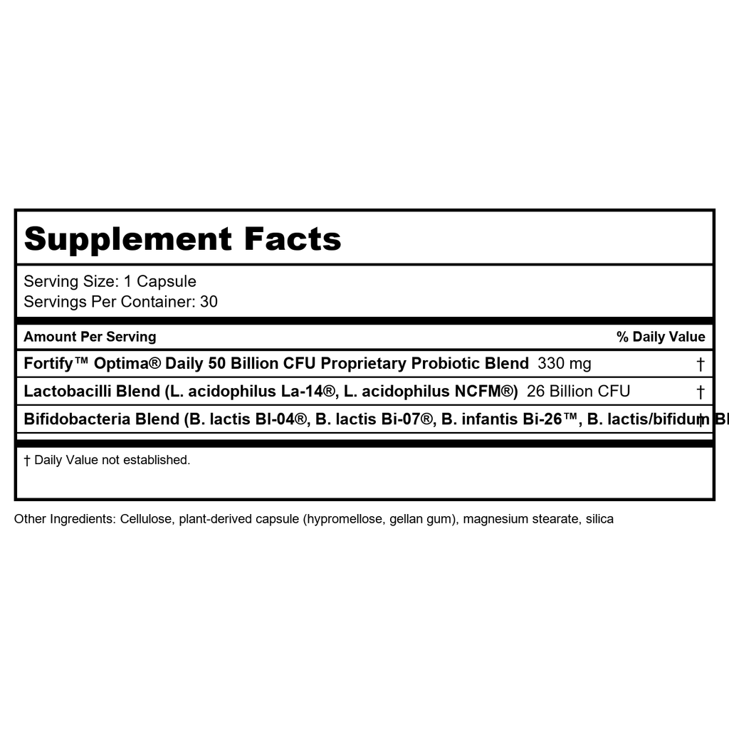 Nature's Way Fortify Optima 50 Billion Daily Probiotic, 50 Billion Live Cultures, 6 Probiotic Strains, Supports Digestive and Immune Health, 30 Capsules