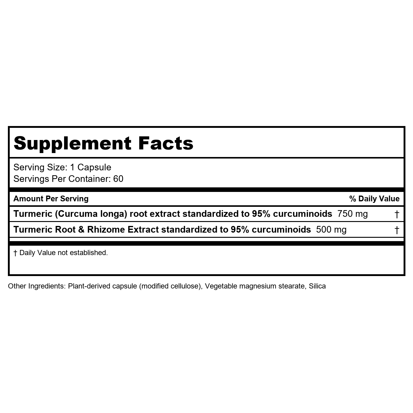 Nature's Way Premium Extract Turmeric Max Potency Standardized to 95% Curcuminoids 750 mg per serving 60 VCaps