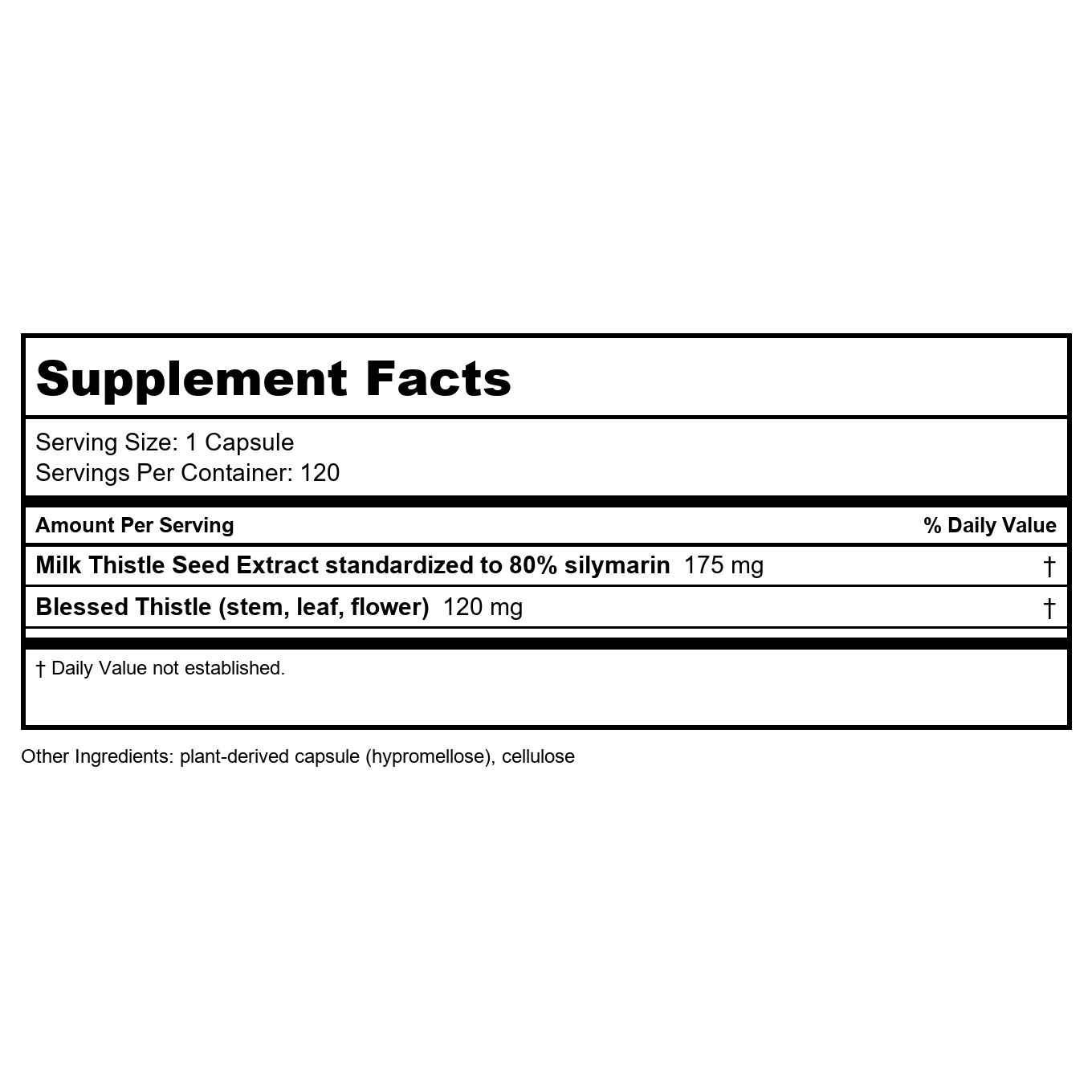 Nature's Way Milk Thistle, Premium Blend, 80% Silymarin per serving, Non-GMO, 120 Capsules