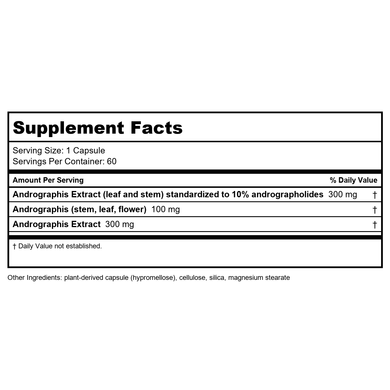 Nature's Way Premium Extract Andrographis, Immune Support*, 300 mg Andrographis Extract per serving, 60 Capsules